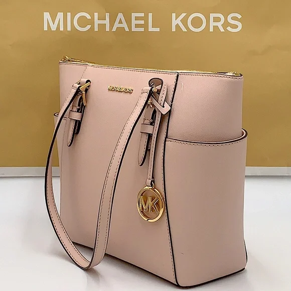 MICHAEL KORS CHARLOTTE LARGE TOP ZIP POWDER BLUSH - Picture 5 of 16